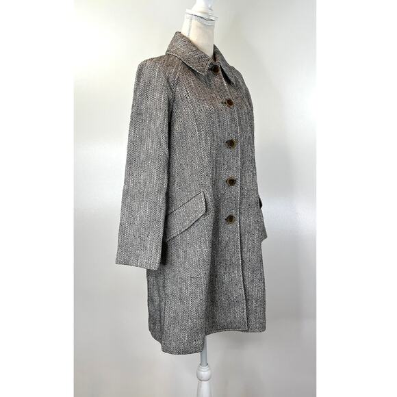 J. Crew Herringbone Car Coat Wool Overcoat Gray Winter - Picture 5 of 11